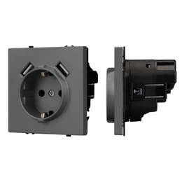 Фото #1 товара Механизм розетки с USB зарядкой SCT-NOBE-MUAA-SFPL-GR (230V, 16A) (Arlight, Серый базальт)