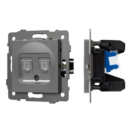 Фото #1 товара Механизм компьютерной розетки двойной SCT-MPC2-PL-GR-V (RJ-45, CAT6) (Arlight, -)