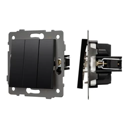 Фото #1 товара Механизм выключателя трехклавишный непроходной SWT-MK03-PL-BK-V (250V, 10A) (Arlight, -)