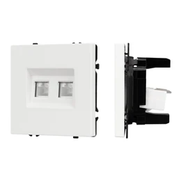 Фото #1 товара Механизм сдвоенной компьютерной розетки SCT-NOBE-MPC2-SFPL-WH (RJ-45, CAT6) (Arlight, Белый кварц)