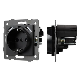 Фото #1 товара Механизм розетки с USB зарядкой SCT-MUAA-PL-BK-V (250V, 16A) (Arlight, -)