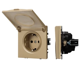 Фото #1 товара Механизм розетки влагозащищённый SCT-NOBE-MCP-SFPL-GD (230V, 16A) (Arlight, Золотой песок)