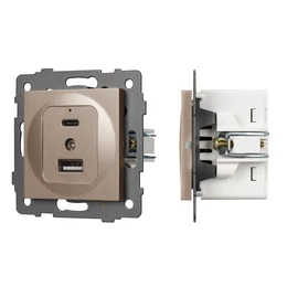 Фото #1 товара Механизм USB розетки SCT-MUAC-PL-GD-V (5V, 3A, QC4) (Arlight, -)