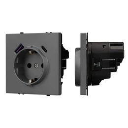 Фото #1 товара Механизм розетки с USB зарядкой SCT-NOBE-MUAC-SFPL-GR (230V, 16A) (Arlight, Серый базальт)
