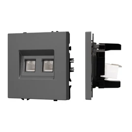 Фото #1 товара Механизм сдвоенной телефонной розетки SCT-NOBE-MTL2-SFPL-GR (RJ-11, 4C) (Arlight, Серый базальт)