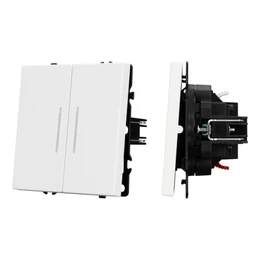 Фото #1 товара Механизм выключателя двухклавишный проходной LED SWT-NOBE-MKP2-SFPL-L-WH (230V, 10A) (Arlight, Белый кварц)