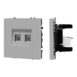 Фото #1 товара Механизм сдвоенной телефонной розетки SCT-NOBE-MTL2-SFPL-IS (RJ-11, 4C) (Arlight, Никель)