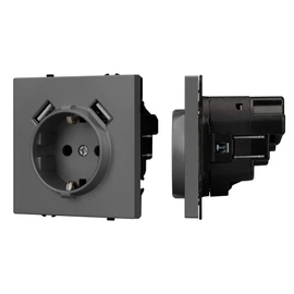 Фото #1 товара Механизм розетки с USB зарядкой SCT-NOBE-MUAA-SFPL-GR (230V, 16A) (Arlight, Серый базальт)
