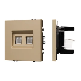 Фото #1 товара Механизм сдвоенной телефонной розетки SCT-NOBE-MTL2-SFPL-GD (RJ-11, 4C) (Arlight, Золотой песок)