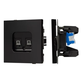 Фото #1 товара Механизм компьютерной розетки двойной SCT-TENDO-MPC2-PL-BK (RJ-45, CAT6) (Arlight, Черный)