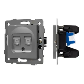 Фото #1 товара Механизм компьютерной розетки двойной SCT-MPC2-PL-GR-V (RJ-45, CAT6) (Arlight, -)