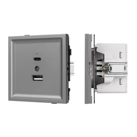 Фото #1 товара Механизм USB розетки SCT-TENDO-MUAC-PL-GR (5V, 3A, QC3) (Arlight, Графитовый)
