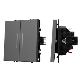 Фото #1 товара Механизм выключателя двухклавишный непроходной LED SWT-NOBE-MK02-SFPL-L-GR (230V, 10A) (Arlight, Серый базальт)