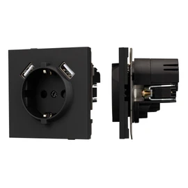 Фото #1 товара Механизм розетки с USB зарядкой SCT-TENDO-MUAA-SFPL-BK (230V, 16A) (Arlight, Матовый черный)