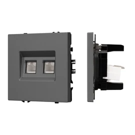 Фото #1 товара Механизм сдвоенной компьютерной розетки SCT-NOBE-MPC2-SFPL-GR (RJ-45, CAT6) (Arlight, Серый базальт)
