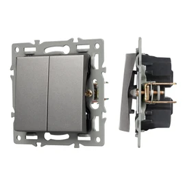 Фото #1 товара Механизм выключателя двухклавишный непроходной SWT-MK02-PL-GR (250V, 16A) (Arlight, -)