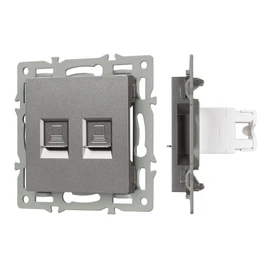 Фото #1 товара Механизм компьютерной розетки двойной SCT-MPC2-PL-GR (RJ-45, CAT6) (Arlight, -)