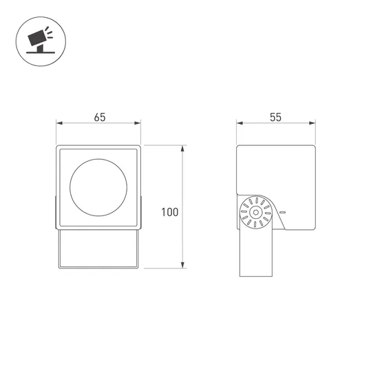 Фото #4 товара Светильник ALT-BLOCK-S65x65-5W Day4000 (GR, 3 deg, 230V) (Arlight, IP66 Металл, 3 года)