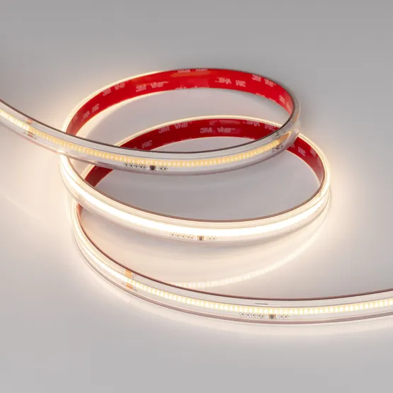 Фото #4 товара Светодиодная лента герметичная SPI-COB-PS-X378-14mm 24V Warm3000-PX63-BPT (7 W/m, IP67, 5m) (Arlight, бегущий огонь)