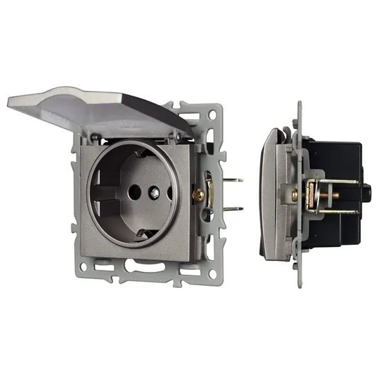 Фото #1 товара Механизм розетки влагозащищённый SCT-MCP-PL-GR (250V, 16A) (Arlight, -)