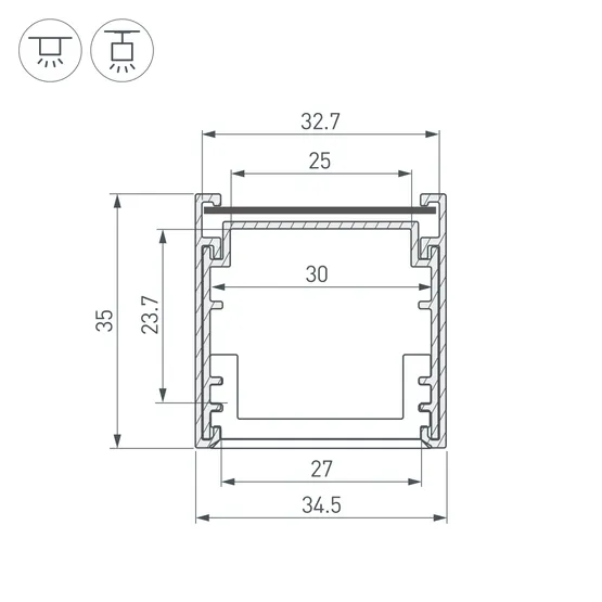 Фото #4 товара Профиль LINE-3535-BENT-SIDE-2000 ANOD (Arlight, Алюминий)
