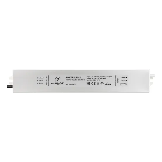 Фото #3 товара Блок питания ARPV-12080-SLIM-D (12V, 6.7A, 80W) (Arlight, IP67 Металл, 3 года)