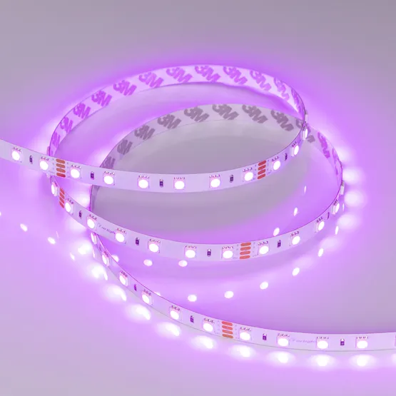 Фото #6 товара Светодиодная лента RT-B60-10mm 24V RGB (14.4 W/m, IP20, 5060, 5m) (Arlight, Открытый)