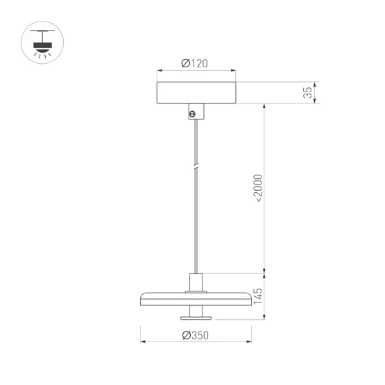 Фото #8 товара Светильник SP-KOTARO-R350-12W Warm3000 (BG-BG, 36 deg, 230V, TRIAC) (Arlight, IP20)