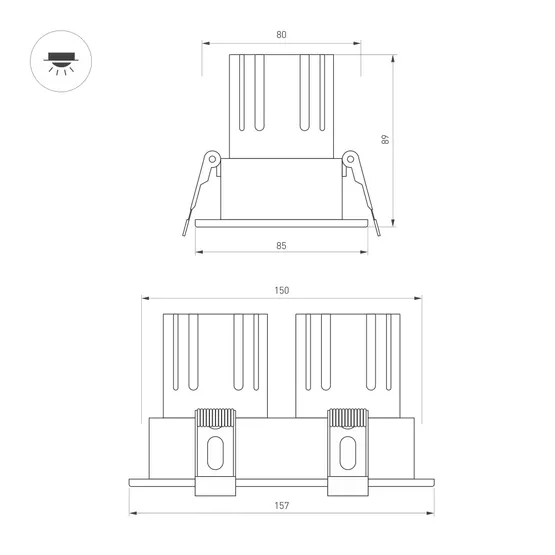 Фото #4 товара Светильник MS-FLOW-BUILT-S157x85-2x6W Warm3000 (WH, 55 deg, 230V) (Arlight, IP20 Металл, 5 лет)