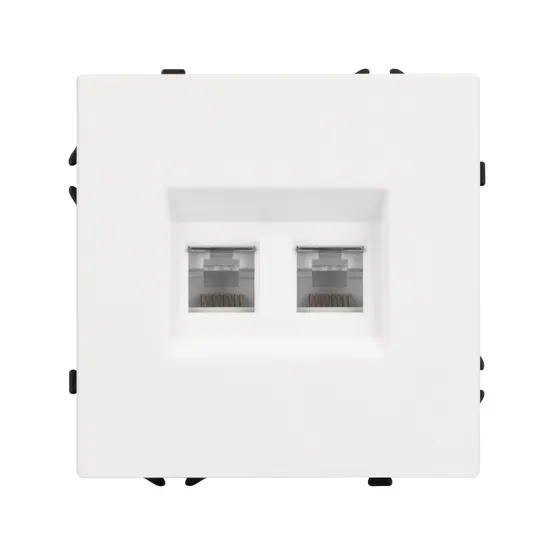 Фото #4 товара Механизм сдвоенной телефонной розетки SCT-NOBE-MTL2-SFPL-WH (RJ-11, 4C) (Arlight, Белый кварц)