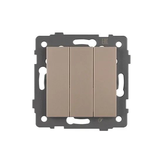 Фото #3 товара Механизм выключателя трехклавишный непроходной SWT-MK03-PL-GD-V (250V, 10A) (Arlight, -)