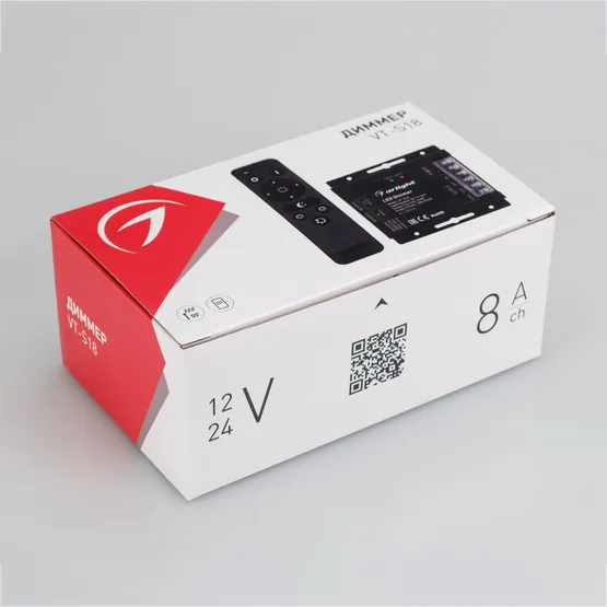 Фото #4 товара Диммер VT-S18-3x8A (12-24V, ПДУ Стик 12кн, RF) (Arlight, IP40 Металл, 3 года)