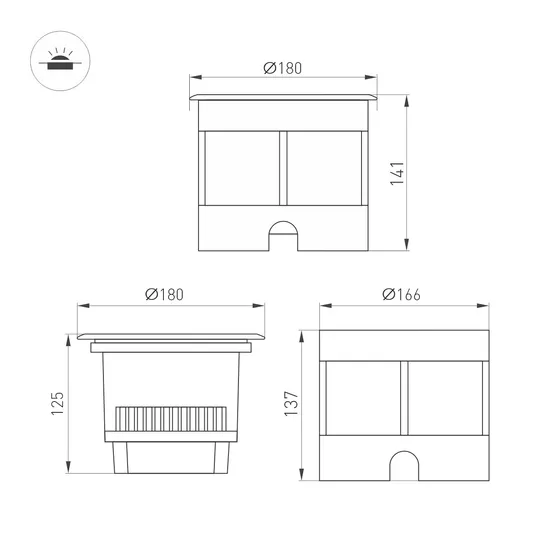 Фото #4 товара Светильник LTD-DAFNA-GROUND-R180-25W Day4000 (SL, 35 deg, 230V) (Arlight, IP67 Металл, 5 лет)