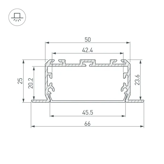 Фото #3 товара Профиль KLUS-POWER-W50-FS-2000 ANOD (Arlight, Алюминий)