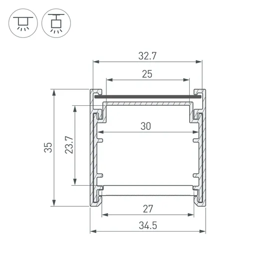 Фото #5 товара Профиль LINE-3535-BENT-SIDE-2000 ANOD (Arlight, Алюминий)
