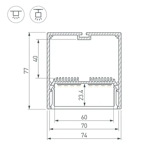 Фото #3 товара Профиль с экраном SL-LINE-7477-2500 ANOD+OPAL (Arlight, Алюминий)