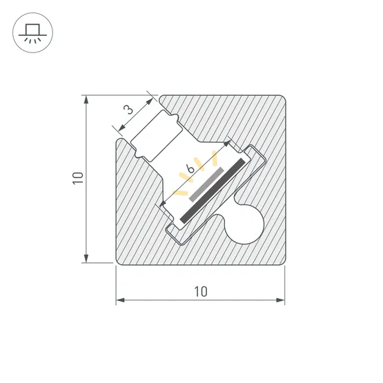 Фото #2 товара Профиль с экраном SL-KANT-H10-SQUARE-2000 IRON GREY (Arlight, Алюминий+пластик)