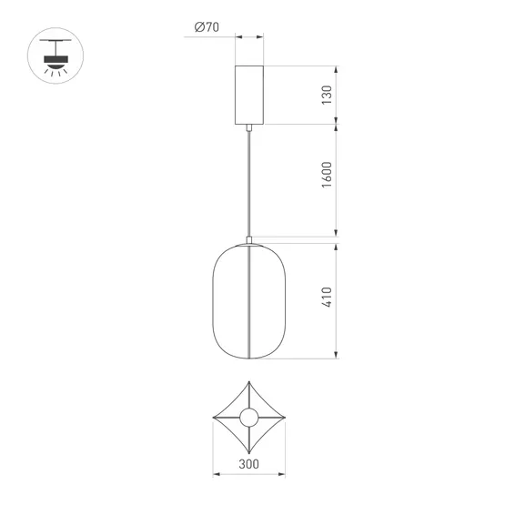 Фото #4 товара Светильник SP-SETA-HANG-L410х300-7W Warm2700 (WH, 320 deg, 230V) (Arlight, IP20, Натуральный шелк, 3 года)