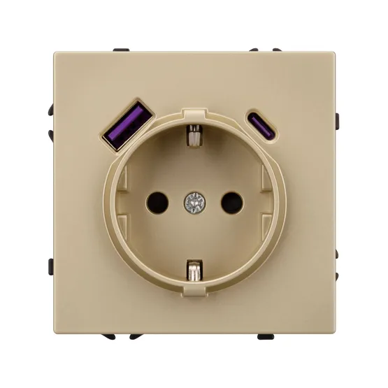 Фото #3 товара Механизм розетки с USB зарядкой SCT-NOBE-MUAC-SFPL-GD (230V, 16A) (Arlight, Золотой песок)
