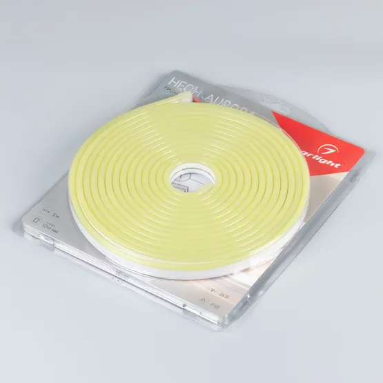 Фото #2 товара Светодиодная лента герметичная AURORA-PS-A120-12x6mm 24V Lemon (10 W/m, IP65, 2835, 5m) (Arlight, Силикон, 2 года)