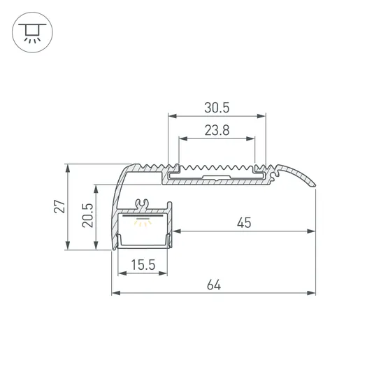 Фото #3 товара Профиль STAIR-W65-2000 ANOD (Arlight, Алюминий)