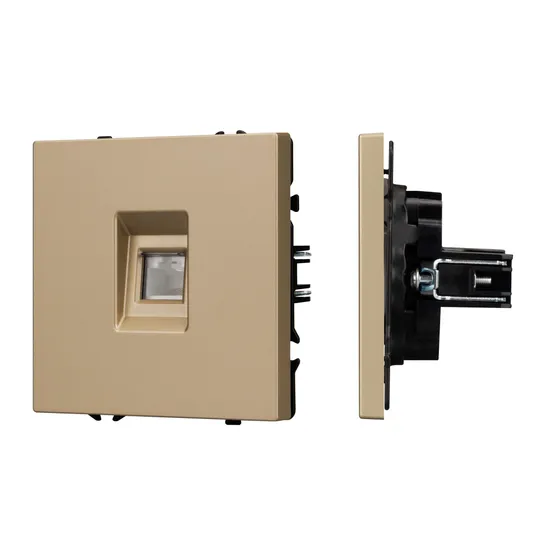 Фото #1 товара Механизм телефонной розетки SCT-NOBE-MTL1-SFPL-GD (RJ-11, 4C) (Arlight, Золотой песок)