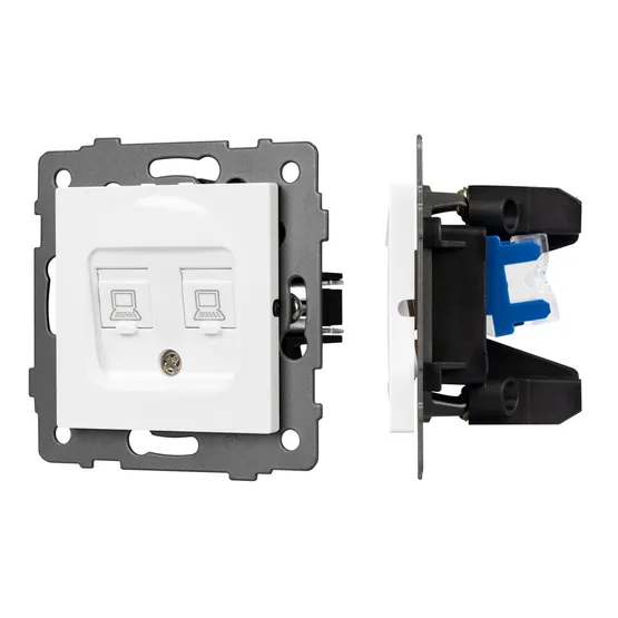 Фото #1 товара Механизм компьютерной розетки двойной SCT-MPC2-PL-WH-V (RJ-45, CAT6) (Arlight, -)