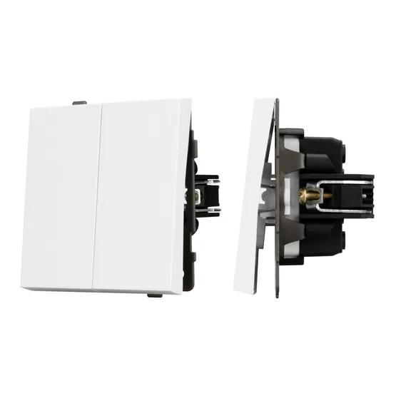 Фото #1 товара Механизм выключателя двухклавишный проходной SWT-TENDO-MKP2-PL-WH (230V, 10A) (Arlight, Белый)