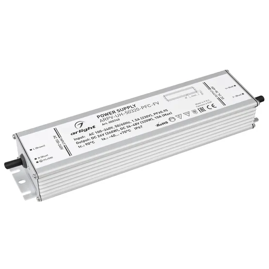Фото #1 товара Блок питания ARPV-UH-50320-PFC-FV (24V 240W, 36-48V 320W, 10A) (Arlight, IP67 Металл, 7 лет)