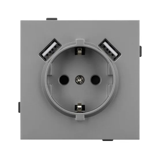 Фото #3 товара Механизм розетки с USB зарядкой SCT-TENDO-MUAA-PL-GR (230V, 16A) (Arlight, Графитовый)