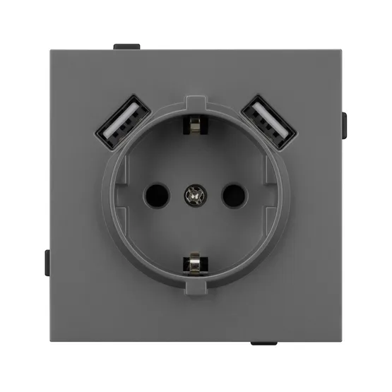 Фото #3 товара Механизм розетки с USB зарядкой SCT-TENDO-MUAA-SFPL-GR (230V, 16A) (Arlight, Матовый графитовый)
