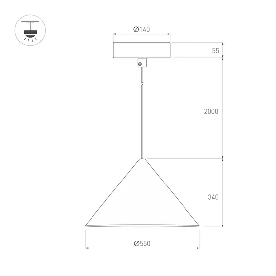 Фото #7 товара Светильник SP-MAKOTO-R550-14W Warm3000 (BK, 36 deg, 230V, TRIAC) (Arlight, IP20 Металл, 3 года)