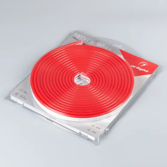 Фото #2 товара Светодиодная лента герметичная AURORA-PS-A120-12x6mm 24V Red (10 W/m, IP65, 2835, 5m) (Arlight, Силикон, 2 года)