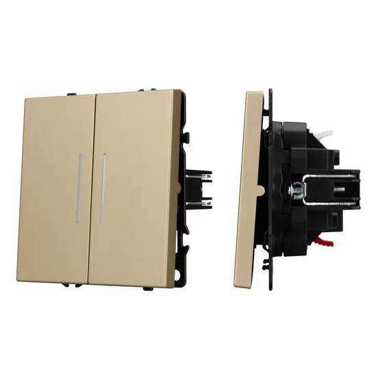 Фото #1 товара Механизм выключателя двухклавишный проходной LED SWT-NOBE-MKP2-SFPL-L-GD (230V, 10A) (Arlight, Золотой песок)